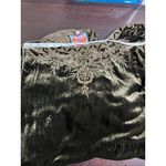 Johnny Was Silk Velvet Embroidered Wrap Dress Olive Green XXL Boho Kimono Sleeve Photo 9