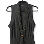 Fylo Dark Gray Long Sleeveless Cardigan XS Braided Brass Buttons Urban Cozy Photo 8