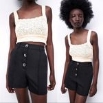 ZARA NWT HIGH-WAIST BERMUDAS Shorts WITH BUTTONS BLACK SMALL Photo 1