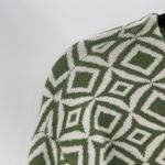 Halston Women's Olive Green Geometric Pattern Long Sleeve Knit Sweater Size XS Size M Photo 3