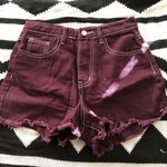Super cute mid/high waist deep purple shorts with white stitching Size XS Photo 0