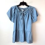 joe's jeans  the Adelyn Chambray Flutter Sleeve Top Womens Size‎ S Blue Lyocell Photo 2