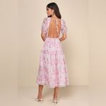 Lulus NWT Lulu’s Ideal Poise Blush Floral Chiffon Backless Tie-Front Midi Dress Photo 5