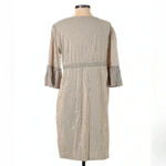 BCBGMAXAZRIA  Striped Sheath Stretch Dress Beige Bow Ruffle Sleeve Size Small Photo 5