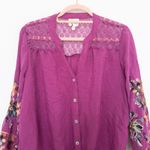 Fig and Flower Womens Top Size M Fuscia Lace Embroidered Boho Hippie Summer Pink Size M Photo 2