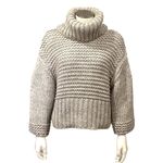 Lush Clothing LUSH Small Oatmeal Chunky Turtleneck Sweater Cropped Textured Ribbed Cozier Warm Photo 1