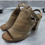 Miz Mooz  Shiloh Heeled Sandal 39/8.5-9 Taupe Leather Ankle Strap Block Shoes Photo 0
