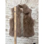 Twenty Twenty Vtg Rabbit Fur Leather Trim Vest Full Zip Taupe Tan Boho Festival Brown Size M Photo 7