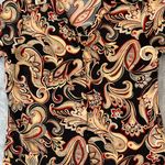 John Paul Richard Uniform Petite Black Red Brown Paisley Business Top Photo 3