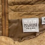 wilson's leather Y2K Wilsons tan suede cargo pants pockets flare leg tie waist sz 10 Photo 2