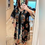 Kimono Vintage Mandarin Silk Robe Jacket Embroidered Geisha Oriental Jinhua MED Blue Photo 2