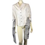 Marisa Baratelli 1990s Silk Blouse Black White Abstract Trim Size 12 Photo 5