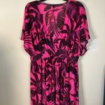 Torrid Vibrant Pink and Black Leaf Print Cover up Dress Size 1X Photo 6