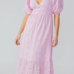 Sanctuary Ruffle Puff Sleeve Eyelet Maxi Dress Pink Size 14 NWOT Photo 5