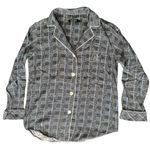 Ralph Lauren Lauren  Size M Black Blue Plaid Long Sleeve Pajama Top & Bottom Set Photo 2