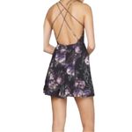 Fame and Partners NWT Floral Print Fit and Flare Black Purple Mini Dress US 12 Photo 1