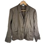 Eileen Fisher  Organic Linen Blazer Olive Green Button Front Jacket Women M Photo 1