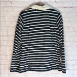 L.L. Bean Navy and White Striped Fleece with Sherpa Collar Woman’s Size Medium Photo 2