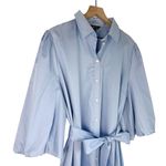 Misook Puff Sleeve Belted Button Up Midi Shirt Dress Blue Sz XL NWT Photo 3