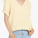 Dear John  yellow gauze rolled cuff vneck top size M Photo 0