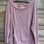 Fantastic Fawn  Ribbed Boatneck Pocket Long Sleeve Top Mauve Pink Medium Photo 0