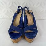 DOLCE VITA Women’s Jill Open Toe Slingback Wedge Sandal Suede Blue Size 10 Photo 1