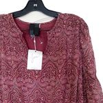 Joie  Dress Snow Silk Mini Floral Paisley Long-Sleeve Port Wine XS NWT Photo 4