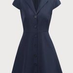 Rihoas Navy Lapel Cap Sleeve Button Photo 5