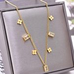 Dainty Clovers & CZ Charms Gold Necklace Photo 0