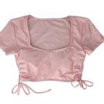Cabana Del Sol Swimsuit Bikini Pink String Short Sleeves Small New Photo 1