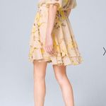 White House | Black Market  Floral Print Ruffle Trim Blouson Dress Yellow Flowy S Photo 7