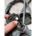 Lululemon Women's Energy Sports Bra Size 10 Gray Stripe Strappy Back Yoga Green Size L Photo 3
