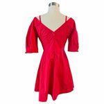 Derek Lam  10 CROSBY Cotton Poplin Red Dress Off Shoulder Mini Puff Sleeves 4 EUC Photo 9