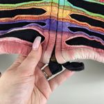 Y2K 90’s Black Rainbow Psychedelic Rip N Tear Wide Bell Sleeve Full Zip Hoodie Size L Photo 9