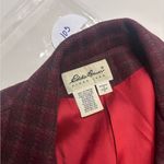 Eddie Bauer  Vintage Wool Windowpane Plaid Blazer Red Women’s Size Small Academia Photo 8