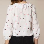 RIXO Sofia White Red‎ Embroidered Wrap Waist Tie Blouse Top Boho Ruffle Size XS Photo 2