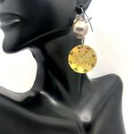 VINTAGE 1980'S YELLOW BAUBLE CLIP ON DANGLE EARRINGS Photo 0