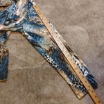 Chico's Size 1 Blazer Animal Print Faux Suede Soft Blue Tan Unique Eccentric Top Photo 9