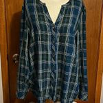 J. Jill Woman's Flannel Button Down Casual Shirt Size Large Green Photo 0