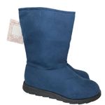 Muk Luks Blue Faux Suede Winter Boots Red Plaid Calf Lining NEW Women’s Size 10 Photo 0