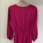 Lulus  Trendsetting Direction Magenta Satin Tie Front Wide Leg Jumpsuit Photo 7