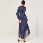 Hutch  Molly Gown Navy Gold‎ Sparkly Chiffon Ruffled Tiered Sz 8 Photo 1