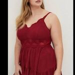 Torrid  Red Babydoll Gauze With Lace Inset Cami Photo 0