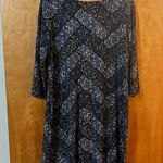 J.Jill Wearever Collection Navy Floral Dress Rayon Blend NWT Petite Medium PM Photo 0