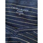 Laura Scott Laura‎ Scott Women's Black V Neck Tee Gold Stripe 1X Photo 3