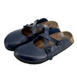 Birkenstock  Dorian Mary Jane Shoes Blue Sz 9 Leather Buckle Cross Strap Slip On Photo 1