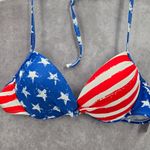 Xhilaration 02.  Red White Blue Padded Star Stripe Tie Bikini Swimwear Top XL Photo 2