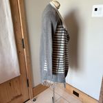 Etcetera  Gray and White Striped Cardigan Sweater Photo 5