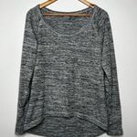 Athleta  No Sweatin’ It Sharkbite Gray Heather Hi-Lo Top Size Medium Photo 0