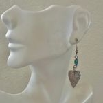 Sterling Silver Leaf & Turquoise Dangle Earrings Photo 5